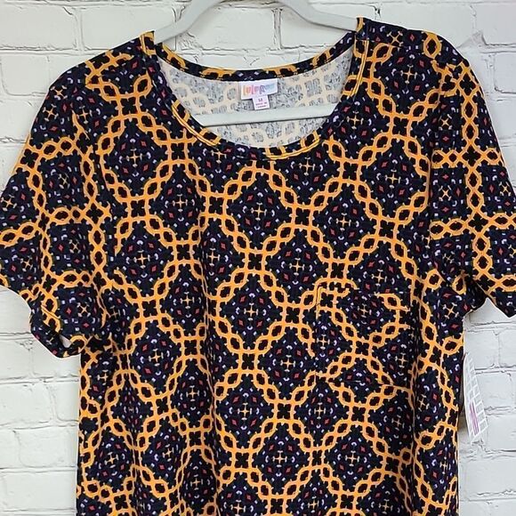 LuLaRoe Carly Jacquard Dress M 10/12 Black Tribal Tile Midi Pocket High Low NWT - Picture 4 of 10